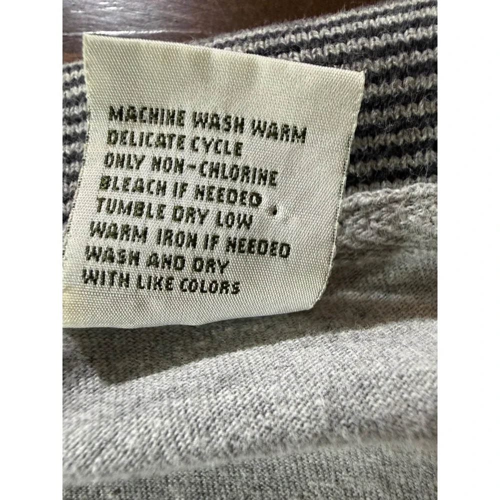 VTG Levis Mens XL‎ Gray Quarter Zip Polo Shirt Striped Collar Short Sleeve